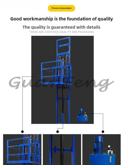 Hydraulic Lift Freight Elevator Small Lift Household Electric Platform Lift Customized Double Track Workshop Lifting Platform Good Vibrations