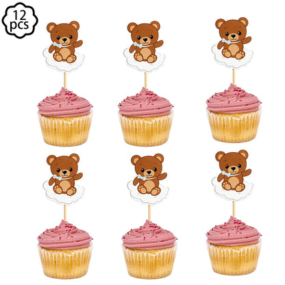 Baby shower Teddy Bear Birthday Party Plates Cup Tableware Kids 1st Birthday Party Decor Teddy Bear Balloon Birthday Party decor