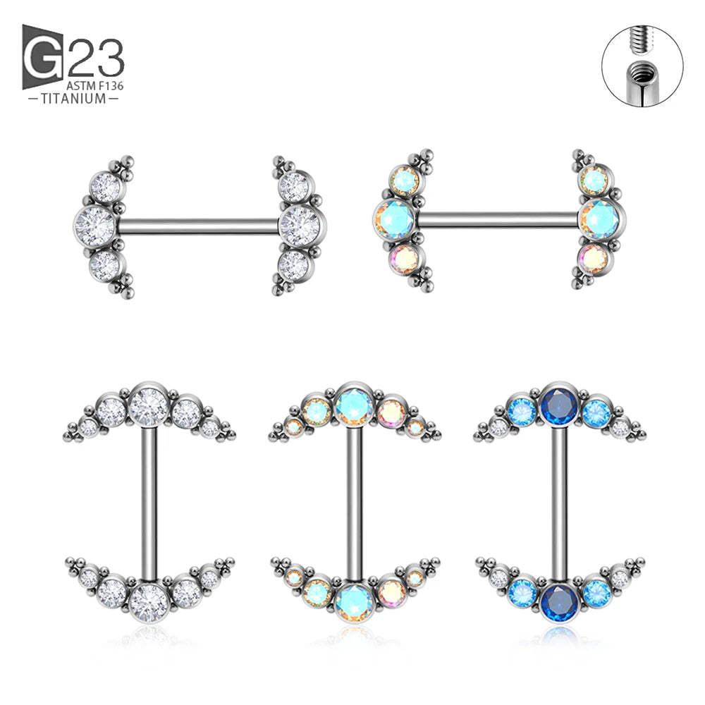 14G Nipple Rings G23 Titanium Barbell Zircon Nipple Shield Piercing for Women Girls Sexy Nipple Piercing Jewelry Good Vibrations
