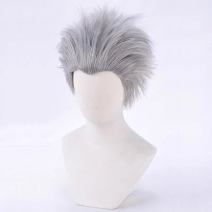 Vergil Cosplay Wig Short Silver Grey Slicked-back Hair Heat Resistant Synthetic Hair Wigs Good Vibrations