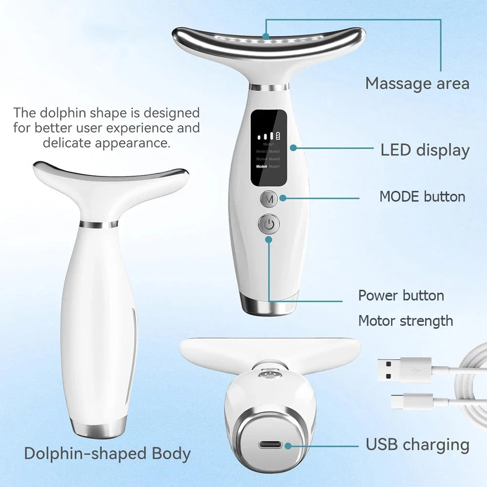 Face Massager -USB rechargeable skin massage tool with digital display designed for the face and neck Good Vibrations