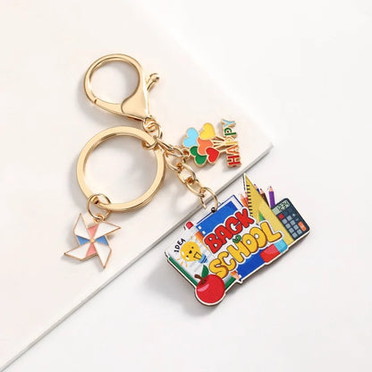 Teachers Day Gift Keychain Graduation Decorations 2025 Bus Book Wood Pendant Bag Charms Tassel Key Chains for Best Friends Gifts Good Vibrations