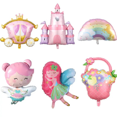 1pc Fairy Tale Princess Castle Balloon Flower Fairy Vintage Car Foil Balloon Fairy Theme Birthday Party Decor Baby Shower Supply