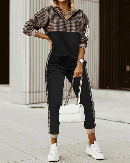 Ladies Commuter Wear Notched Collar Long-Sleeve Suit Jacket Casual Pants Elegant Office Work Clothes 2023 Fashion Two-Piece Set Good Vibrations