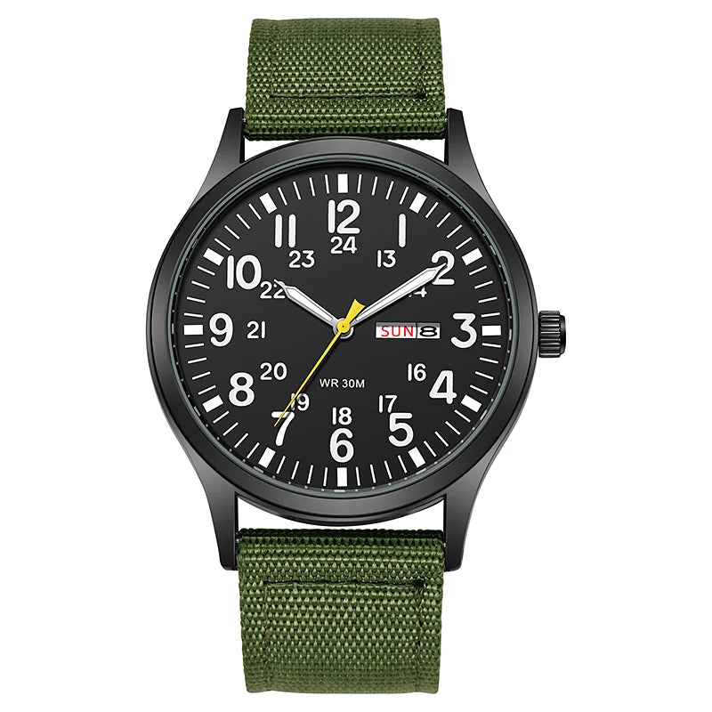 2024 TPW Field Watch Easy Reading Fabric Strap 24 Hours Display Quartz Movement Good Vibrations