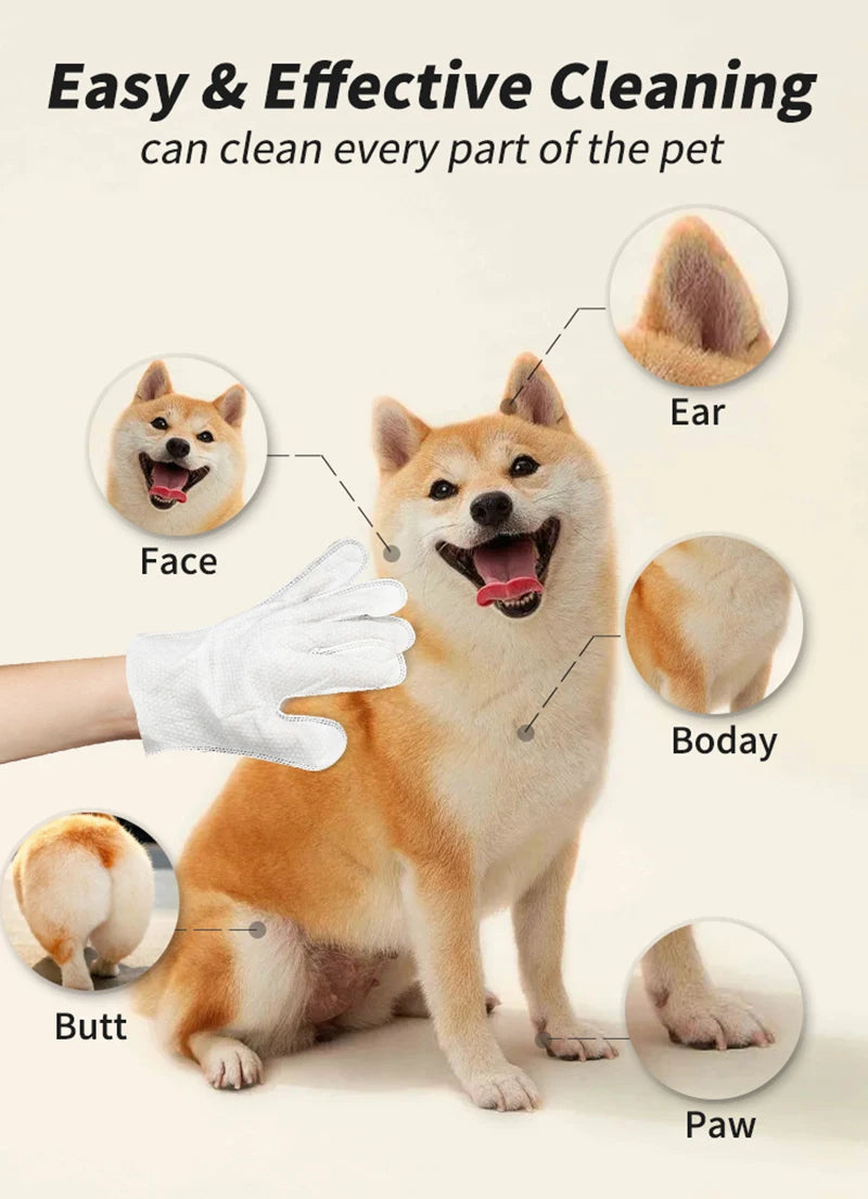 New 6PCS Pet Wash-Free Gloves Cat Bath Deodorant Wipes Disposable Cleaning Dry Cleaning Dog Wipes Gentle And Convenient Gloves Good Vibrations