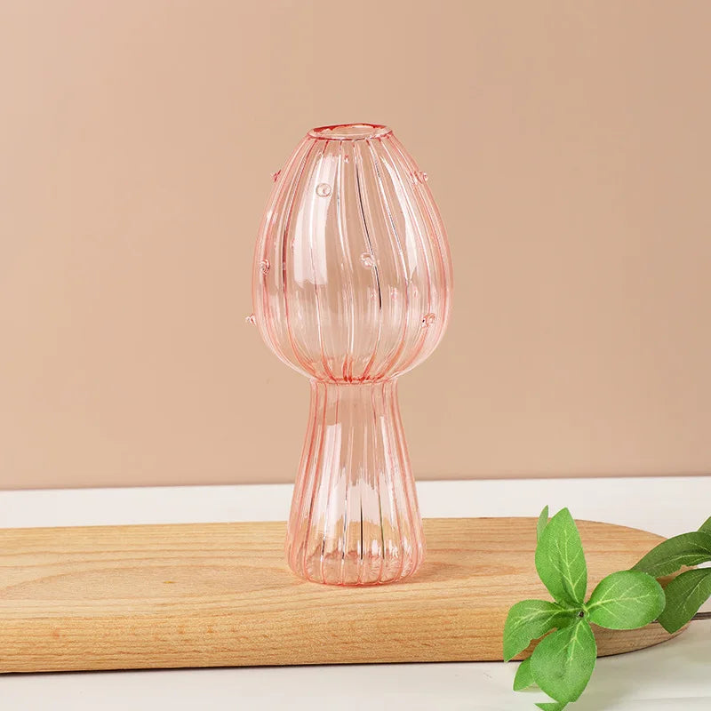 Transparent Jelly Color Mushroom Glass Vase Aromatherapy Bottle Home Small Vase Hydroponic Flower Pot Simple Table Decoration Good Vibrations