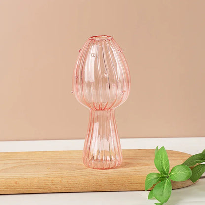 Transparent Jelly Color Mushroom Glass Vase Aromatherapy Bottle Home Small Vase Hydroponic Flower Pot Simple Table Decoration Good Vibrations
