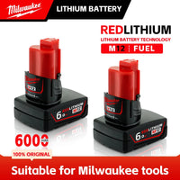 Milwaukee 12V Battery, Comes with Packaging Color Box  12V Battery M12B6 6000mAh  Rechargeable tool battery M12 Hot Promotion Good Vibrations