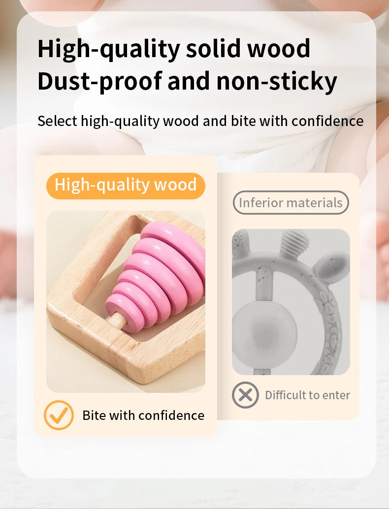 Montessori Wooden Toys Colorful Baby Rattle Set Safe Food Grade Wood Rattle Soother Bracelet Set Toddler Toy Bell Gift Good Vibrations