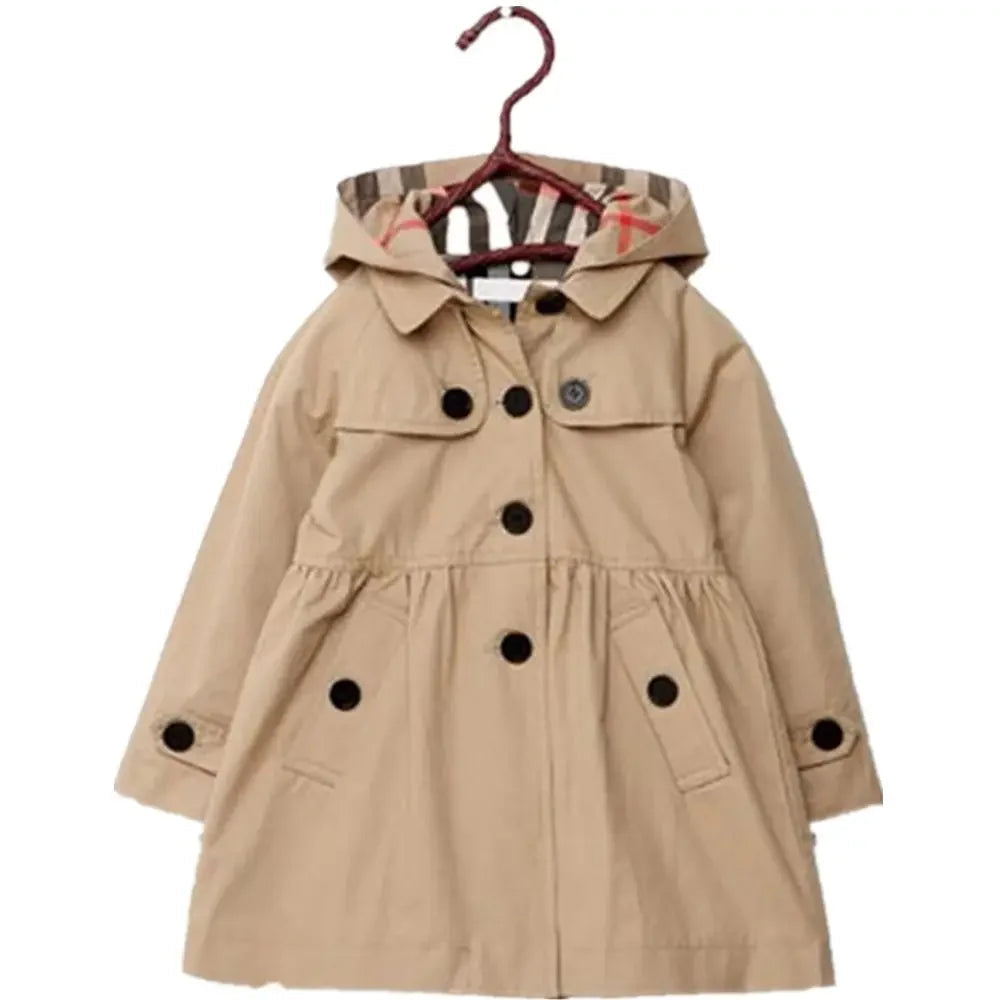 Children Girls Sweatshirt New Spring Autumn Birthday Present Long Style Hooded Coat for Girl Kids Jacket Red Windbreaker Coat Good Vibrations