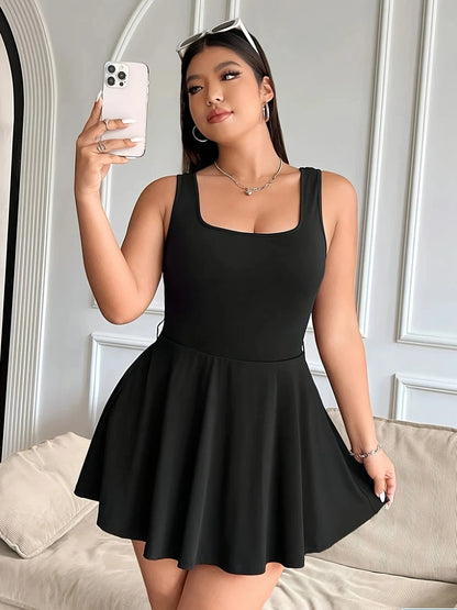 Popular hot products for spring, summer and autumn, home leisure and commuting elegant solid color large-size women's dress Good Vibrations