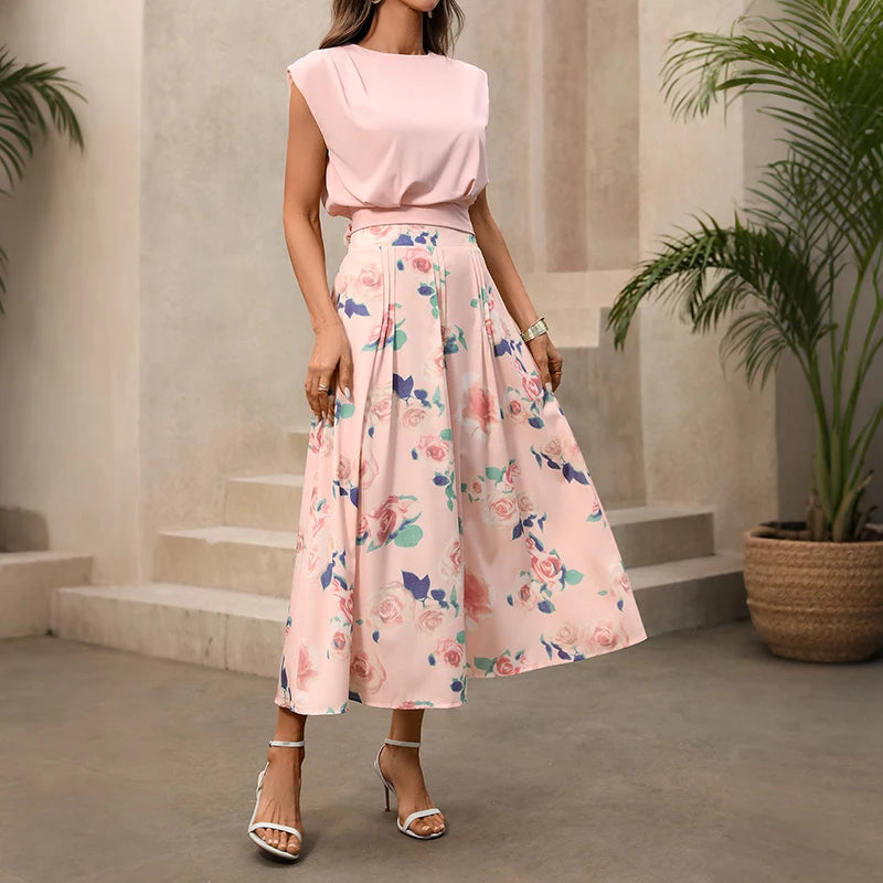 Elegant women's outfit - 2026 new summer open-front blouse with belt and half-length skirt set Good Vibrations