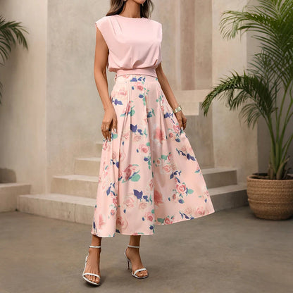 Elegant women's outfit - 2026 new summer open-front blouse with belt and half-length skirt set Good Vibrations