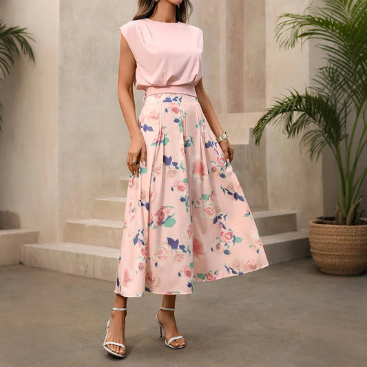 Elegant women's outfit - 2026 new summer open-front blouse with belt and half-length skirt set Good Vibrations