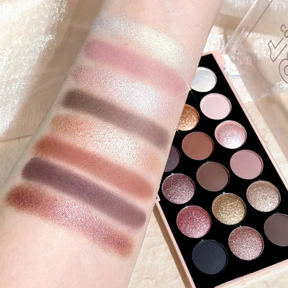 18-Color Eyeshadow Palette – Pearlescent, Matte, Fine Shimmer, Glitter, Earth Tones, Long-Lasting, High-Performance Good Vibrations