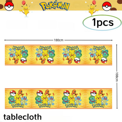 Pokemon Birthday Party Decorations Pikachu DIY Sticker Tableware Plate Tablecloth Baby Shower Kids Favors Gifts Party Supplies Good Vibrations