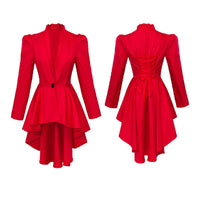 Halloween Carnival Dress Up Party Outfit Coat Medieval Victorian Dress Costume Women Tuxedo Tailcoat Gothic Steampunk Trench Hem Good Vibrations