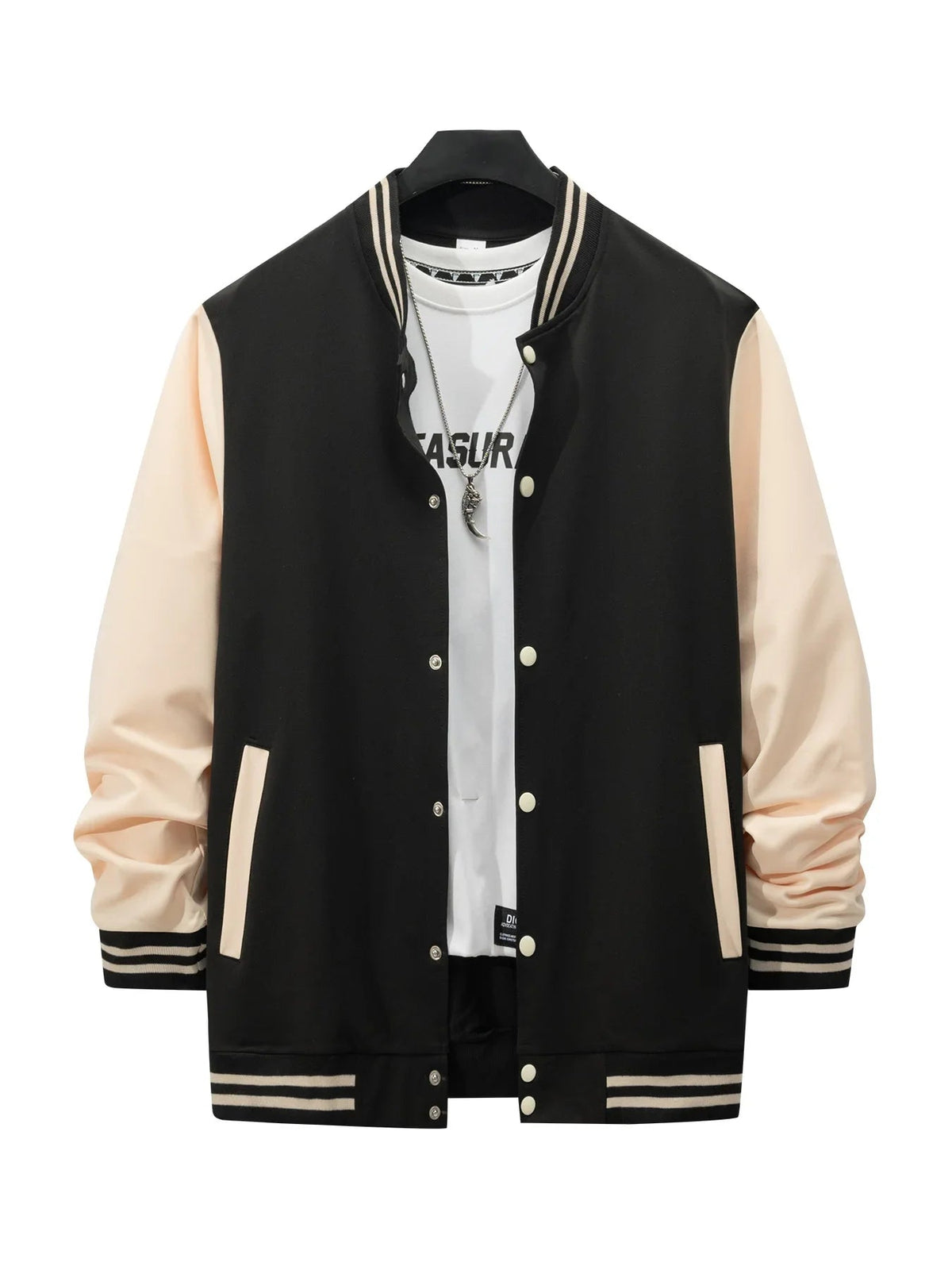 Men's Casual Baseball Jacket & Pants Color Block Polyester Button-Up with Belt Detail for Spring/Fall 1/2pieces Good Vibrations