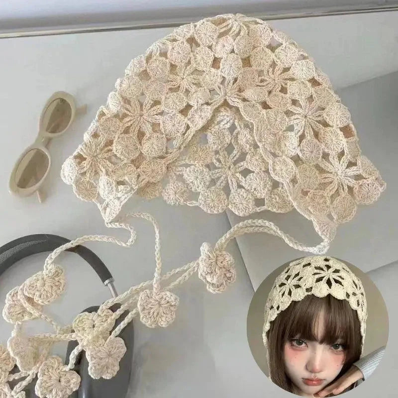 Knitted Hats Handmade Hollowed Knit Cap Literary Fisherman's Hat Crocheted Hat Ethnic Baotou Cap Cotton Pullover Hat Breathable Good Vibrations