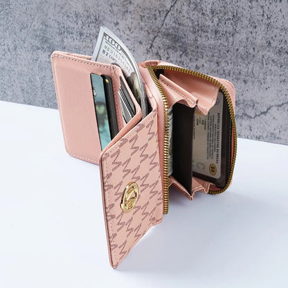 Fashion Letter Print Wallet For Women Zippered Large Capacity Multi-Card Slots Portable Organizer Clutch Purse Good Vibrations