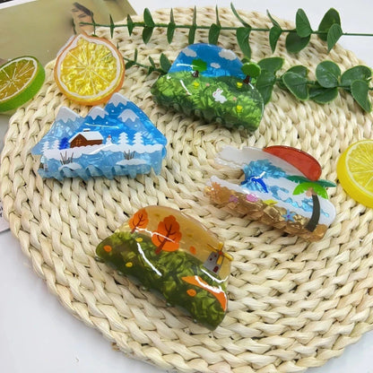 1pc Spring, Summer, Autumn, Winter Four Seasons Graffiti Claw Clip Women's Shark Clip New Rear Occipital Hair Clip Headwea Good Vibrations