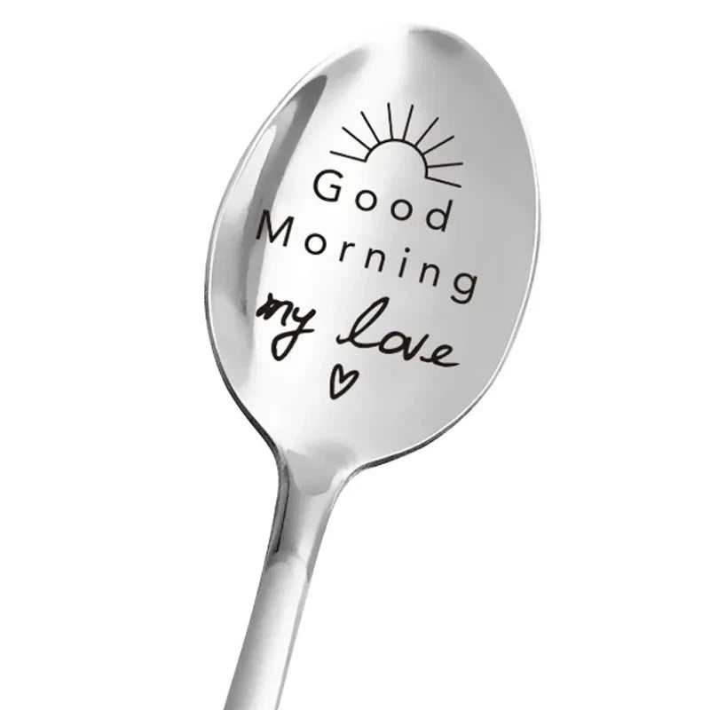 Valentines Day Gift Stainless Steel Milk Coffee Spoons Love Letter Wedding Souvenirs Anniversary Gift for Girlfriend Boyfriend Good Vibrations