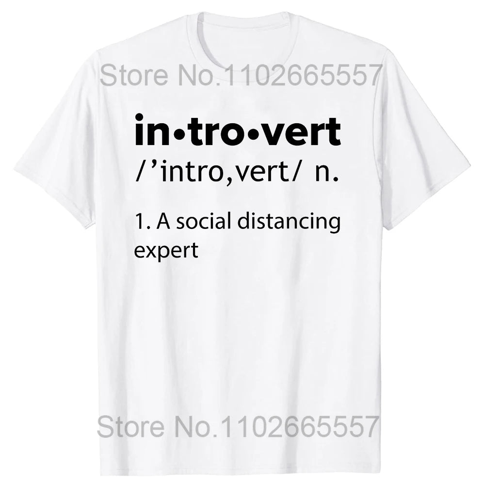 Introvert Logo T Shirt Funny Humor Introvers Joke T Shirts Summer Cotton Streetwear Humor Quotes Christmas Gifts T-shirt Good Vibrations