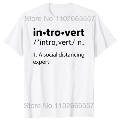 Introvert Logo T Shirt Funny Humor Introvers Joke T Shirts Summer Cotton Streetwear Humor Quotes Christmas Gifts T-shirt Good Vibrations