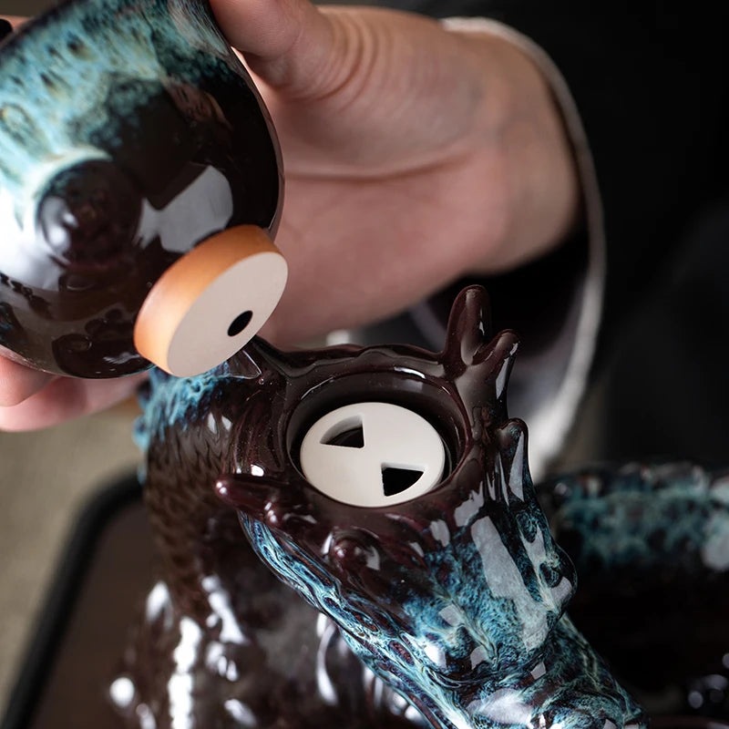 1 set, creative lazy tea set, semi-automatic dragon teapot, magnetic rotating water-conducting tea set, Chinese Kung Fu tea set Good Vibrations