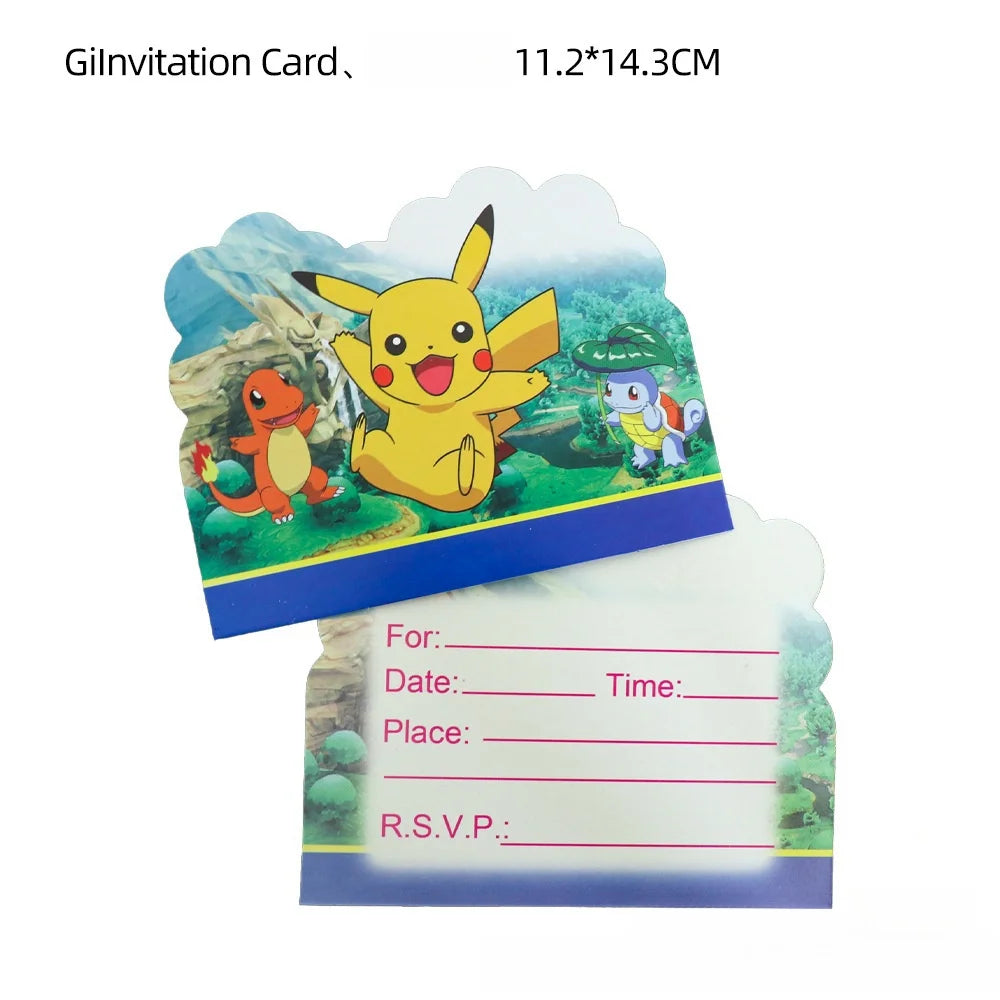 Hello Kitty Birthday Invitation Cards Pokemon Pikachu Invitations PAW Patrol Greetings Card Celebrate Birthday Party Supplies Good Vibrations