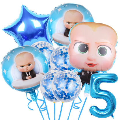 Baby Boy Party Decoration Banner Tableware Supplies Paper Boy DIY Cake Topper Birthday Foil Balloons Kit Accessory Gift Bags Good Vibrations