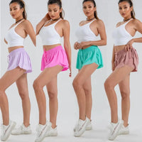 2 in 1 Flowy Sports Shorts Women Running Short Butterfly Tennis Skirt with Pockets Gym Yoga Athletic Biker Spandex Skirts Summer Good Vibrations