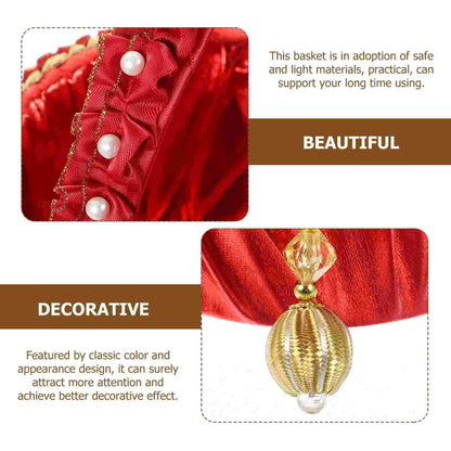 Pearl Flower Girl Basket Red Baskets Roses Small Rustic Wedding Elegant Vintage Good Vibrations