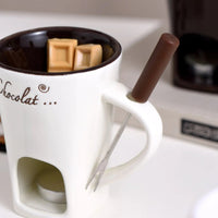 Hot Chocolate Fondue Mug Ceramic Mini Chocolate Melting Cup Butter Warmer Heating Tableware Creative Household Drinking Utensils Good Vibrations