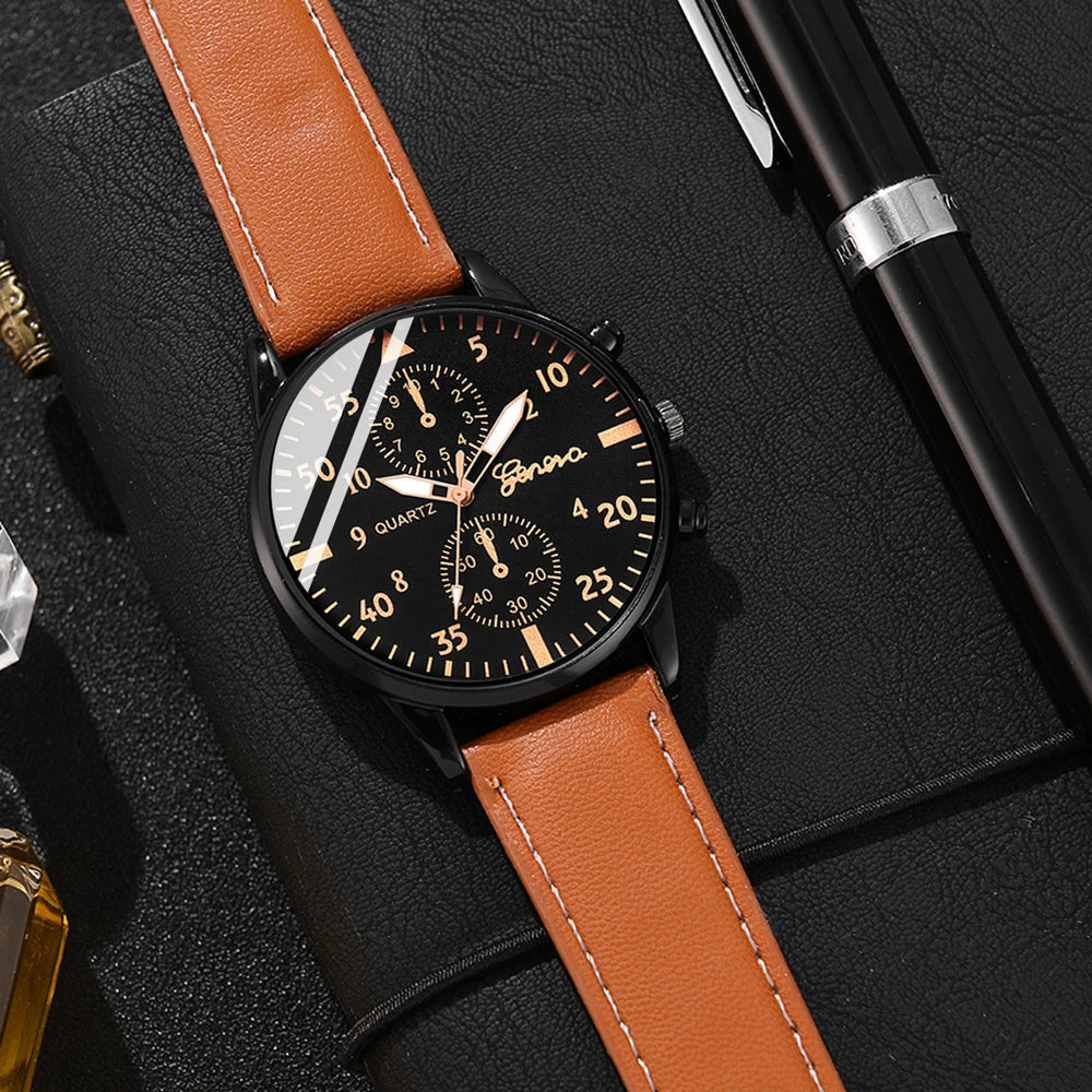 New Hip Hop Mens Fashion Watches Luxury Male Clock Wristwatch Sport MensWrist Watch Bracelet Set Relogio Masculino Good Vibrations