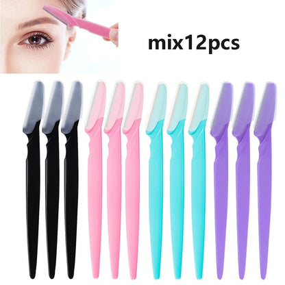 6/12Pcs Mix Color Eyebrow Razor Women Face And Body Safe Trimmer Hair Shaver Eye Brow Remover With Cover Small Makeup Tools Set Good Vibrations