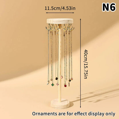 Necklace Holder Organizer Jewelry Tree Stand With 12/18 Metal Hooks Wooden Necklace Display Tower For Home Or Show Selling Use Good Vibrations