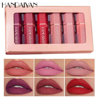 HANDAIYAN 6Pcs/Box Velvet Matte Lipstick Kit Lips Makeup Nude Lip Stick Make Up Cosmetics Foggy Matt Tint Lip Balm Cream Pigment Good Vibrations