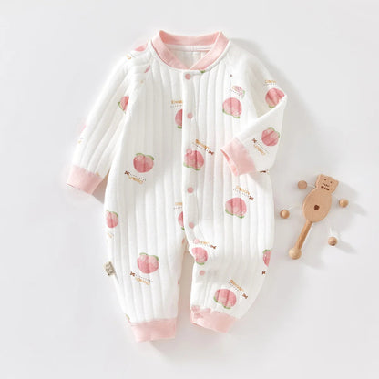 Baby Jumpsuit Clothes Winter Thickening 100% Cotton Boys Girls Cute Printed Bear Romper Infant Onesie Spring Trend 1-3-6-9-12M Good Vibrations