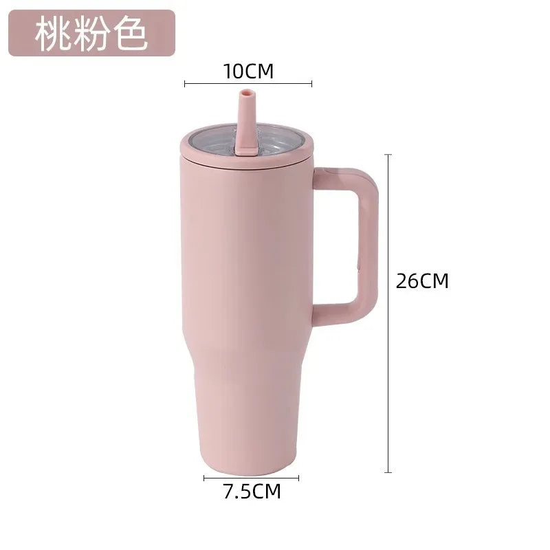 40oz Cross-border thermos cup 40oz double-layer ice cup leak-proof foldable straw cover convenient direct drinking mouth car cup Good Vibrations