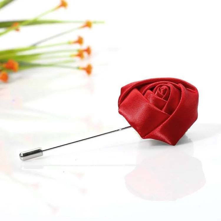 Men Boutonnieres for Wedding Groom Corsage Lapel Pins Ribbon Roses Flower Mensuit Buttonhole Brooch Marriage Accessories Good Vibrations