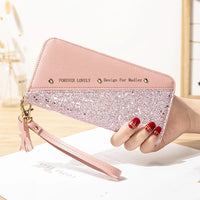 Fashion Women's Pu Leather Long Wallets Sequins Patchwork Glitter Wallet Coin Purse Female Wallets Girls Gifts Wholesale Good Vibrations