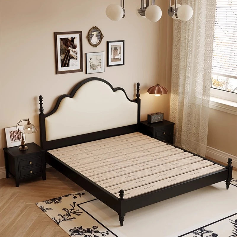 Wooden Retro Double Beds Luxury Designer Home Storage Upholstered Bed Bed Adult Couples Cama Box Casal Bed Room Furnitures Set Good Vibrations