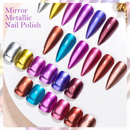 8ml Metallic Nail Polish Mirror Effect Fast Drying Long-Lasting Nails Art Polish DIY No Need Lamp Cure Manicure Nail Supplies Good Vibrations