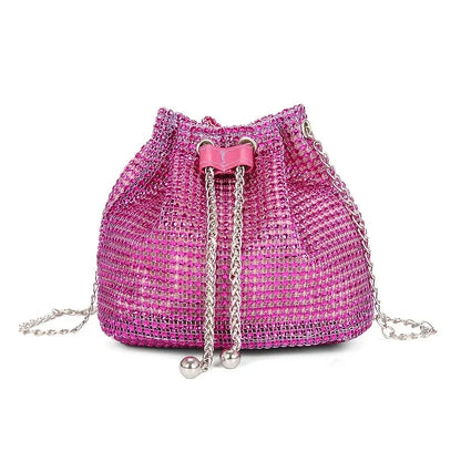 Women's Crossbody Bag with Embellished Cord Strass, Multifunctional Bucket Bag Formal Daily Use Good Vibrations