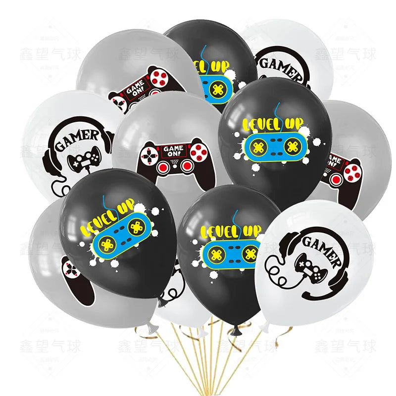 Video Game Party Supplies Set Birthday Decorations Happy Birthday Gaming Backdrop Game On Table Covers Gamer Banner Balloons Good Vibrations