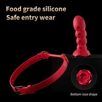 Silicone Rose Mouth Gag Extender Ball Oral Fixation Erotic Toys PU Harness Strap Belt Bdsm Bondage Costume Face Mask Adult Games GOOD Vibrations
