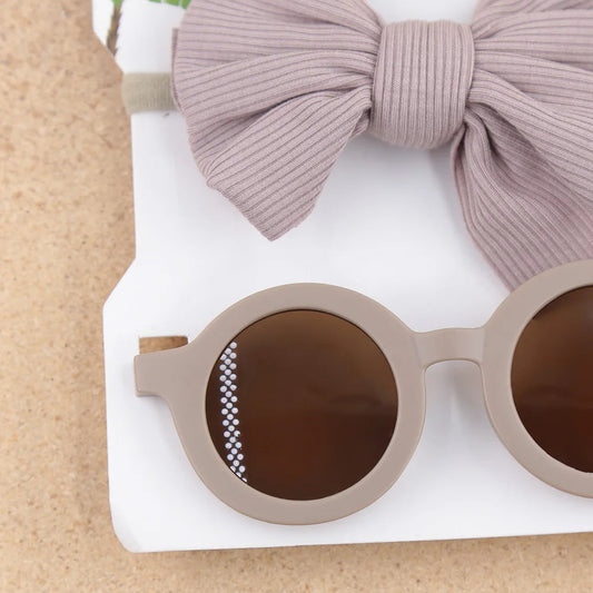2Pcs/Set Baby Round Sunglasses Children Vintage Sun glasses UV400 Protection Classic Kids Shade Eyewear Summer Hair Accessories Good Vibrations