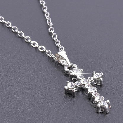 Cross Charm Necklace Crystal Pendant Necklaces For Women Men Accessories Rhinestone Christ Crosses Choker Gift Fashion Jewelry Good Vibrations